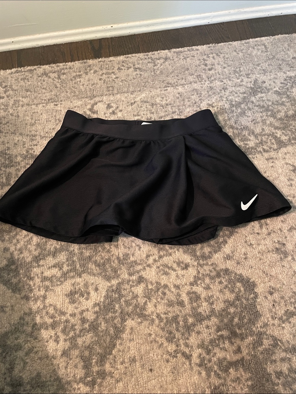 Nike Black Girls Athletic Skirt with White Swoosh and shorts under